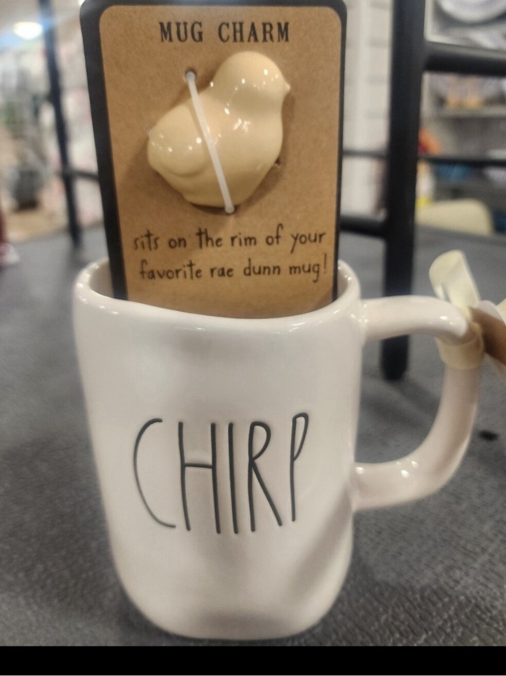 Chirp Ceramic Mug with Cream Bird Mug Charm